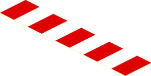 Sticker  0.8 x  3.9 with  5 Red Rectangles on White Background
