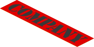 Sticker  1.1 x  5.1 with Black "COMPANY" Sign on Red Background