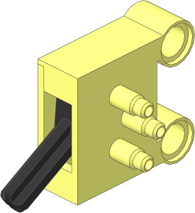 Technic Pneumatic Valve with Pegholes and Stepped Outlets (Down Position)