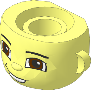 Figure Duplo Head Adult with Brown Eyes and Lopsided Open Mouth Pattern