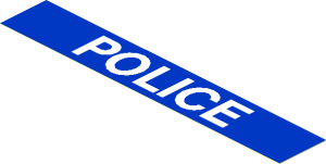 Sticker  1 x  6 with White "POLICE" on Blue Background