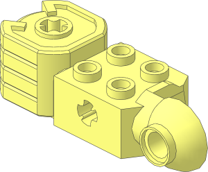 Technic Brick  2 x  2 with Axlehole, Click Rotation Hinge (V) and Fist