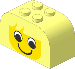 Brick  2 x  4 x  2 with Curved Top with Girl Face Pattern