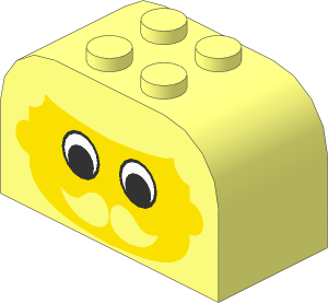 Brick  2 x  4 x  2 with Curved Top with Face with Moustache Pattern