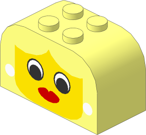 Brick  2 x  4 x  2 with Curved Top with Face/Earrings Pattern