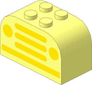 Brick  2 x  4 x  2 with Curved Top with Yellow Car Grille and Headlights Pattern