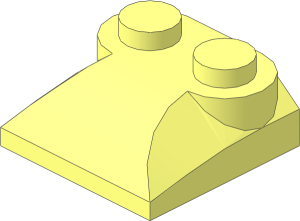 Slope Brick Curved  2 x  2 x   2/3 Triple with Two Top Studs