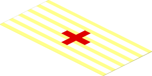 Sticker  1.7 x  3.5 with White/Clear Stripes and Red Cross