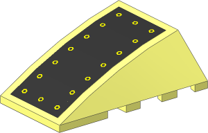 Wedge  4 x  4 Triple Curved without Studs with Yellow Nuts Sticker