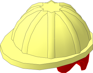 Minifig Construction Helmet with Medium Nougat Hair Short Pattern