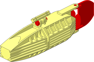 Electric Motor Boat with Red  3 Blades Propeller and Rudder