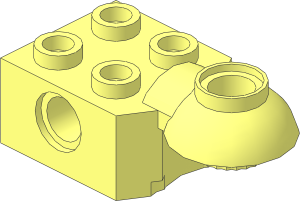 Technic Brick  2 x  2 with Hole, Half Rotation Joint Ball Horiz