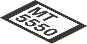 Sticker  1.3 x  1.9 with Black "MT 5550" on White Background and Black Border