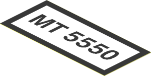 Sticker  1.3 x  2.9 with Black "MT 5550" on White Background and Black Border
