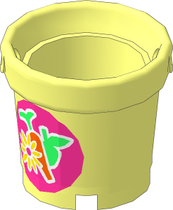 Bucket  2 x  2 with Flower, Carrot and Apple Sticker