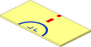 Tile  8 x 16 with Blue Semicircle and Red Dashes Pattern