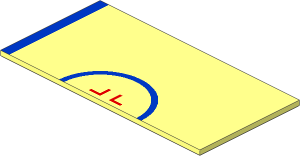 Tile  8 x 16 with Blue Semicircle and Stripe on Left Pattern