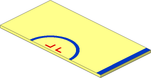 Tile  8 x 16 with Blue Semicircle and Stripe on Right Pattern
