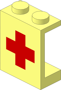 Panel  1 x  2 x  2 with Red Cross Pattern