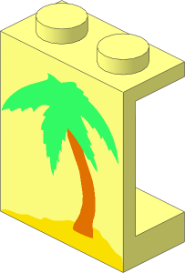 Panel  1 x  2 x  2 with Palm Tree Pattern