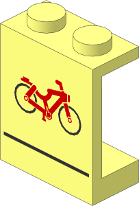 Panel  1 x  2 x  2 with Red Bicycle and Black Line Pattern