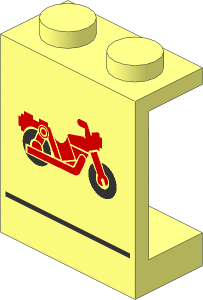 Panel  1 x  2 x  2 with Red Motorcycle and Black Line Pattern