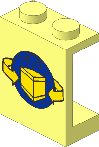 Panel  1 x  2 x  2 with Blue Globe, Yellow Box and Curved Arrows Pattern