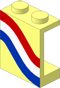 Panel  1 x  2 x  2 Solid Stud with Red/White/Blue Left Pattern