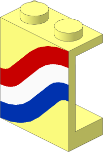 Panel  1 x  2 x  2 Solid Stud with Red/White/Blue Right Pattern