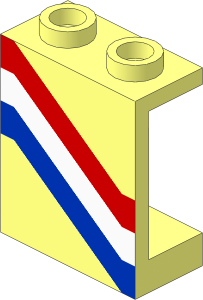 Panel  1 x  2 x  2 Hollow Stud with Red/White/Blue Left Pattern