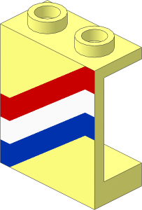 Panel  1 x  2 x  2 Hollow Stud with Red/White/Blue Right Pattern