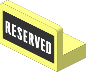 Panel  1 x  2 x  1 with Rounded Corners with White "RESERVED" on Black Background Sticker
