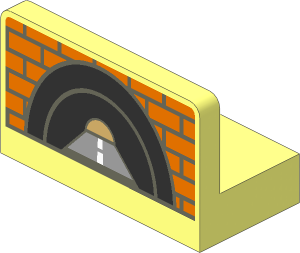 Panel  1 x  2 x  1 with Rounded Corners with Brick Wall and Tunnel Pattern