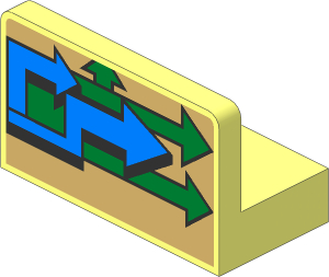 Panel  1 x  2 x  1 with Rounded Corners with Light Blue and Green Arrows on Tan Background Pattern