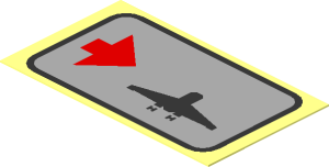 Sticker  1.1 x  1.9 with Town Airport Direction Signs - Right