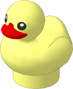 Animal Duckling with Black Eyes and White Pupil with Red Beak Pattern