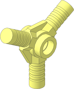 Minifig Tool Hexagonal with Opposing Studs and 3 Ribbed Handles at 120 Degrees