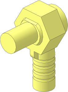 Minifig Tool Hexagonal with Hollow Stud with Perpendicular Bar and Ribbed Handle
