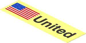 Sticker  1.1 x  3.9 with United States Flag and Black "United"