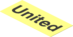 Sticker  1.1 x  2.5 with Black "United"