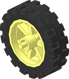 Wheel  6 x 14 Spoked with Stub Axles with Tyre  6/ 58 x 14 Offset Tread
