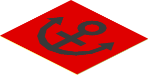 Sticker  1.5 x  1.6 with Black Anchor on Red Background