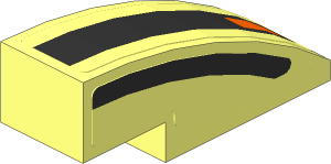 Slope Brick Curved  3 x  1 with Black Curved Stripe and Black Line and Orange Light on Transparent Background Right Stickers