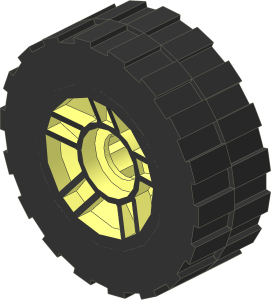 Wheel Rim  6.4 x 11 with 5 Spokes and Silver Pattern with Tyre  6.4/ 75 x  8 Shallow Offset Tread