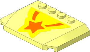 Slope Brick 45  4 x  6 x  0.667 Double Curved with Orange and Yellow Shooting Star Sticker