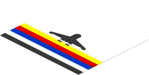 Sticker  3.6 x  4 with Black Aircraft and Five Coloured Stripes